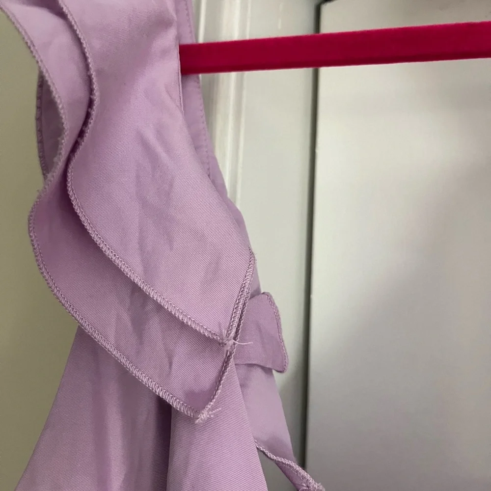 Anthropologie DREW Lilac Ruffle-Shoulder Midi Dress - Picture 5 of 8